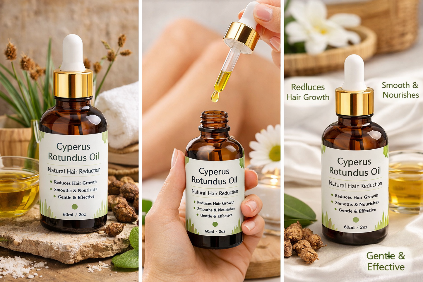 Cyperus Rotundus Oil for Natural Hair Reduction - 60Ml/2Oz