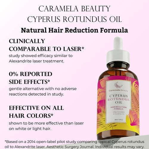 Caramela Beauty Cyperus Rotundus Oil for Natural Hair Reduction - 60Ml/2Oz